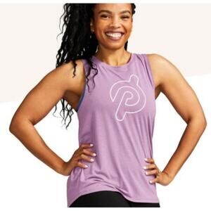 NEW Peloton Purple Logo Sleeveless Splice Back Cinch Athletic Tank Top large